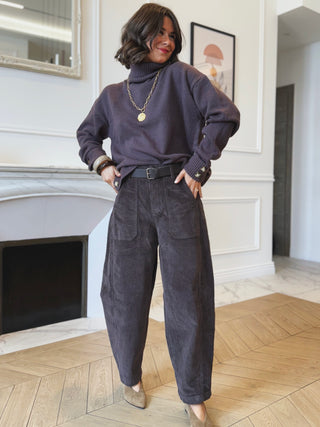 Pantalon barrel VELOURS marron