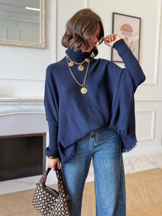 Pull col roulé LOUISE marine