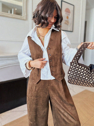 Gilet en DAIM marron