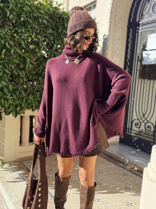 Pull col roulé LOUISE aubergine