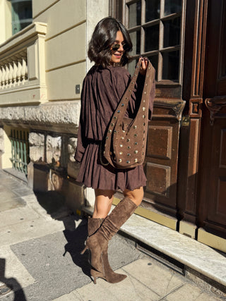 Robe courte en suédine chocolat