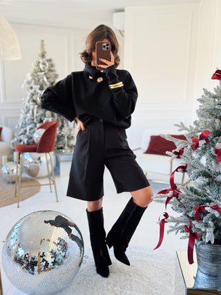 Bermuda à pinces noir