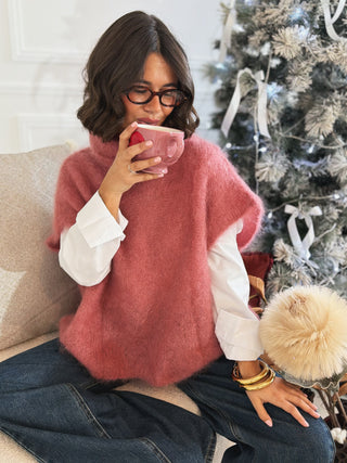 Pull sans manche GINETTE vieux rose