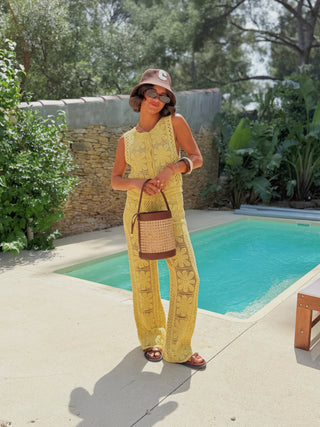 Ensemble MARGUERITE en crochet jaune