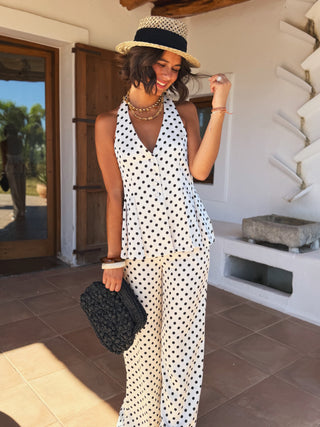 Ensemble GILET satiné à pois