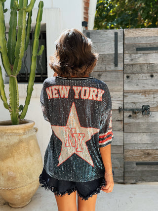 Tee-shirt PAILLETTES bleu marine
