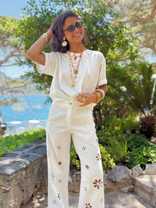 Pantalon ajouré FLEURS