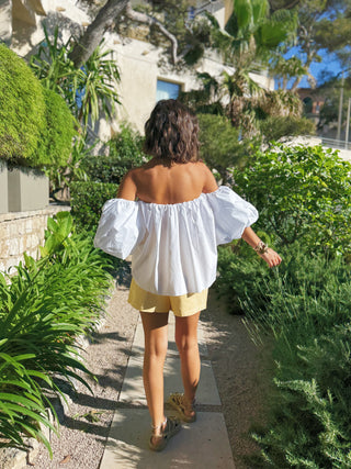 SHORT RAYÉ JAUNE