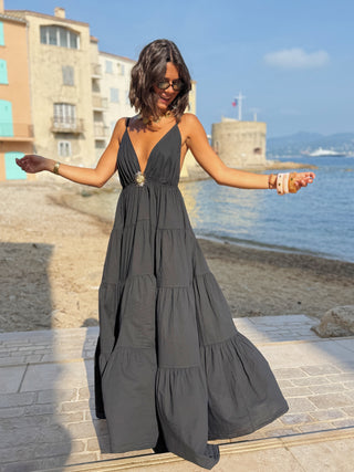 Robe en coton SOLEIL noire