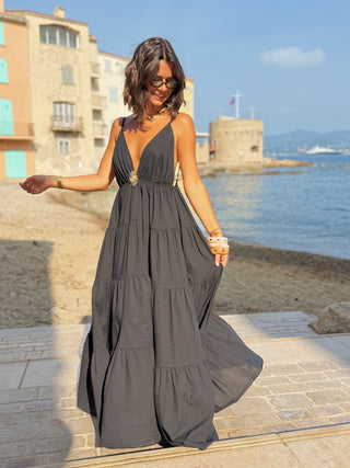 Robe en coton SOLEIL noire