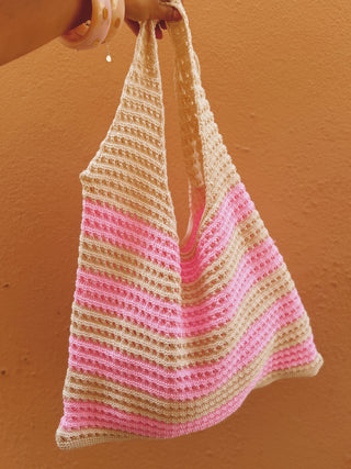 Sac en crochet  SUD rose&écru