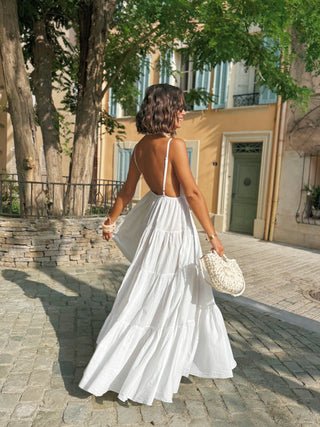 Robe en coton SOLEIL blanc