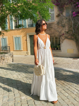 Robe en coton SOLEIL blanc