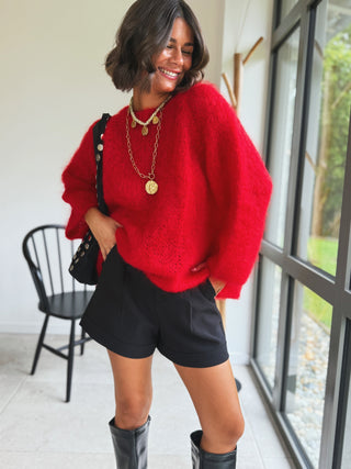Pull DAN en mohair rouge