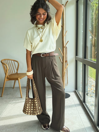 Pantalon à pinces MIKKY moka