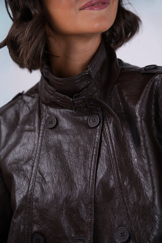 Veste façon cuir chocolat