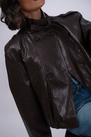 Veste façon cuir chocolat