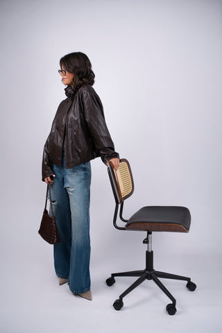 Veste façon cuir chocolat