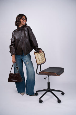 Veste façon cuir chocolat