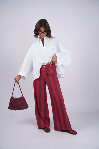 Pantalon RAYÉ bordeaux&prune