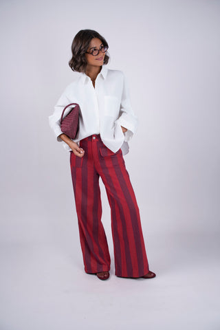 Pantalon RAYÉ bordeaux&prune