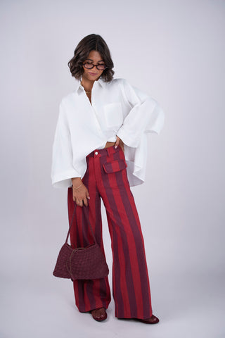 Pantalon RAYÉ bordeaux&prune