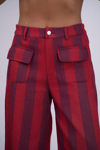 Pantalon RAYÉ bordeaux&prune