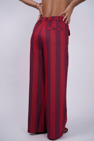 Pantalon RAYÉ bordeaux&prune