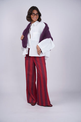 Pantalon RAYÉ bordeaux&prune