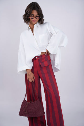 Pantalon RAYÉ bordeaux&prune
