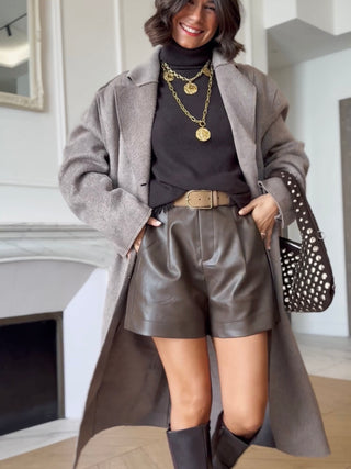 Short façon cuir GASPARD chocolat