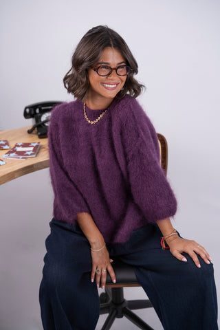 Pull manches 3/4 ZOÉ prune