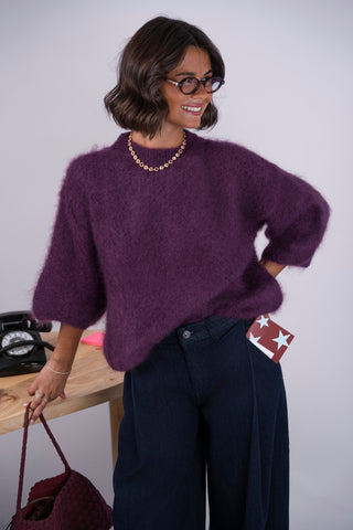 Pull manches 3/4 ZOÉ prune