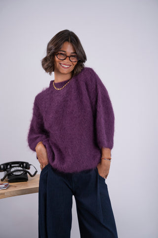 Pull manches 3/4 ZOÉ prune