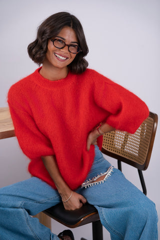 Pull manches 3/4 ZOÉ rouge