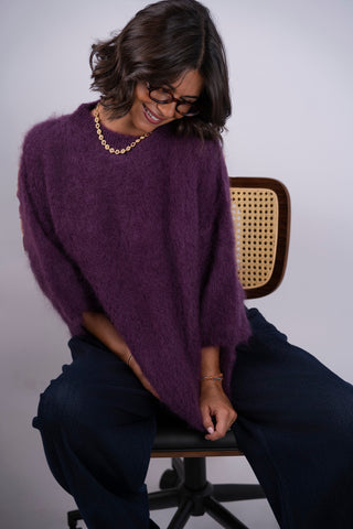 Pull manches 3/4 ZOÉ prune