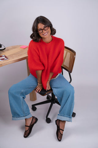 Pull manches 3/4 ZOÉ rouge