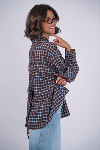 Chemise à carreaux chocolat&bleu ciel