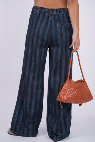 Pantalon RAYÉ denim foncé