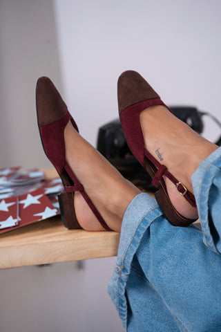 Slingback bordeaux&chocolat