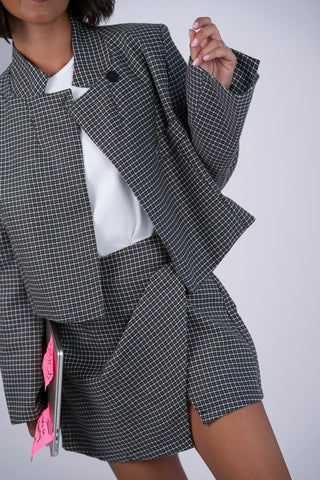 Blazer COL MAO à carreaux kaki