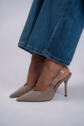 Talons boucles dorés beige