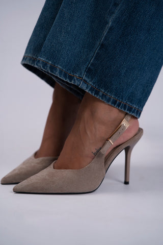 Talons boucles dorés beige