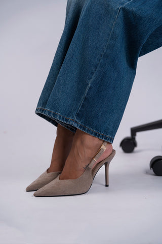 Talons boucles dorés beige