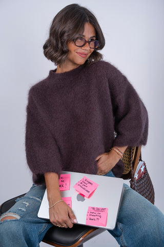 Pull manches 3/4 ZOÉ chocolat