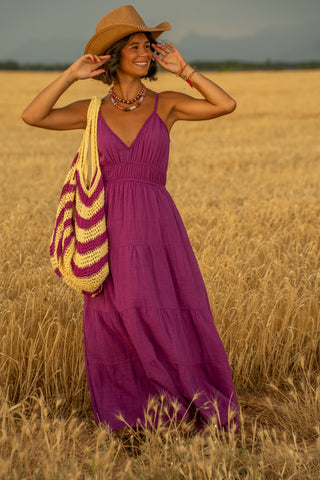 Robe longue RAMATUELLE prune