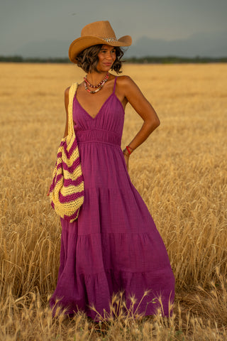 Robe longue RAMATUELLE prune