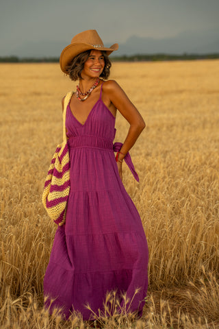 Robe longue RAMATUELLE prune