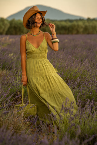 Robe longue RAMATUELLE vert