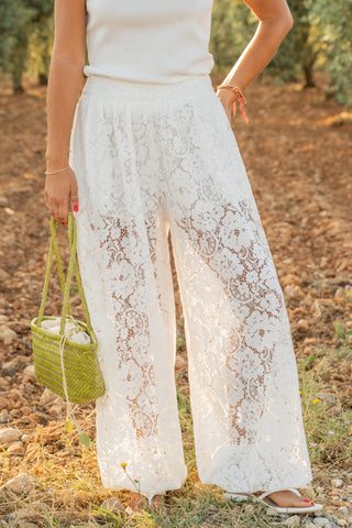 Pantalon ballon DENTELLE  blanc